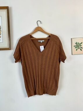 NWT Cleo Petites Light Brown Knit Tee